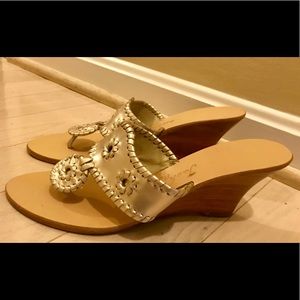 gold Jack Roger’s sandal/wedge